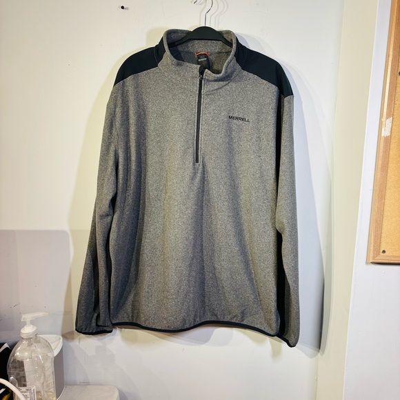 Merrell Men’s Gray Fleece 1/4 Zip Pullover Outdoor Long Sleeve Sweatshirt XXL - Picture 1 of 8